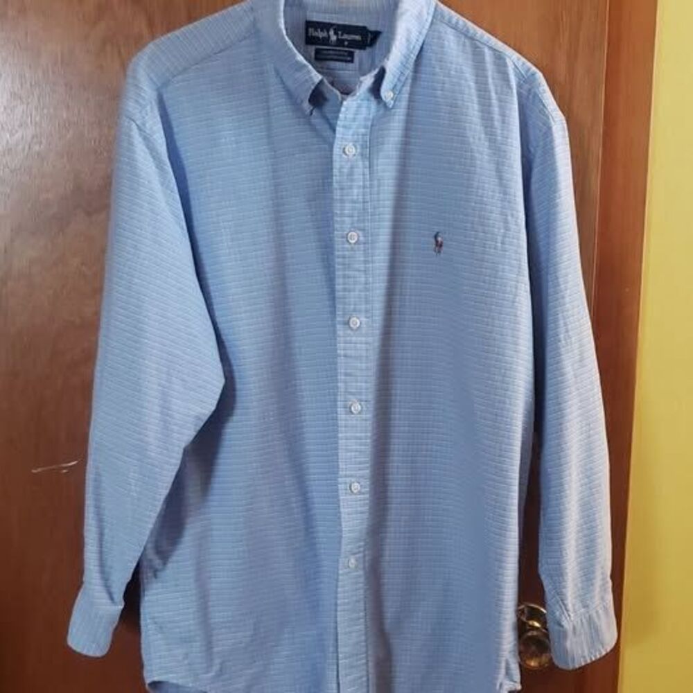 Ralph Lauren Pale Blue Button-Down Oxford Shirt 16 Neck 32/33